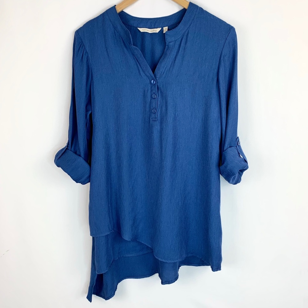 Soft Surroundings Crepe Tunic Top XS V Neck Blouse